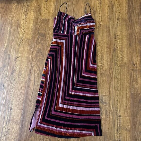 By Anthropologie Tina striped velvet midi slip column dress - Picture 4 of 8